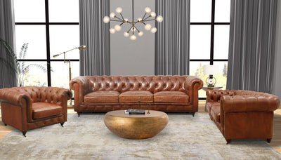 Canvello Paris Club Chester Bay Tufted Sofa, Brown - Canvello