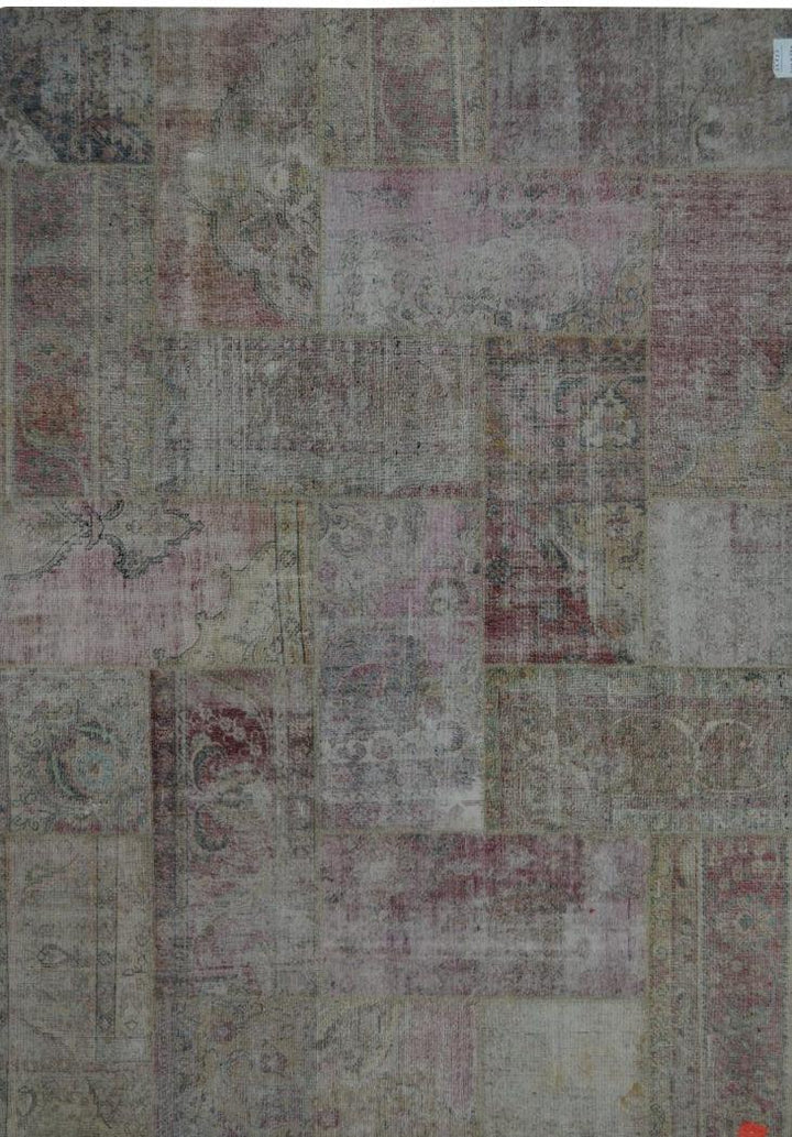 Canvello Patchwork Collection Alfombra de área de lana de cordero anudada a mano - 6'11" X 9'9"