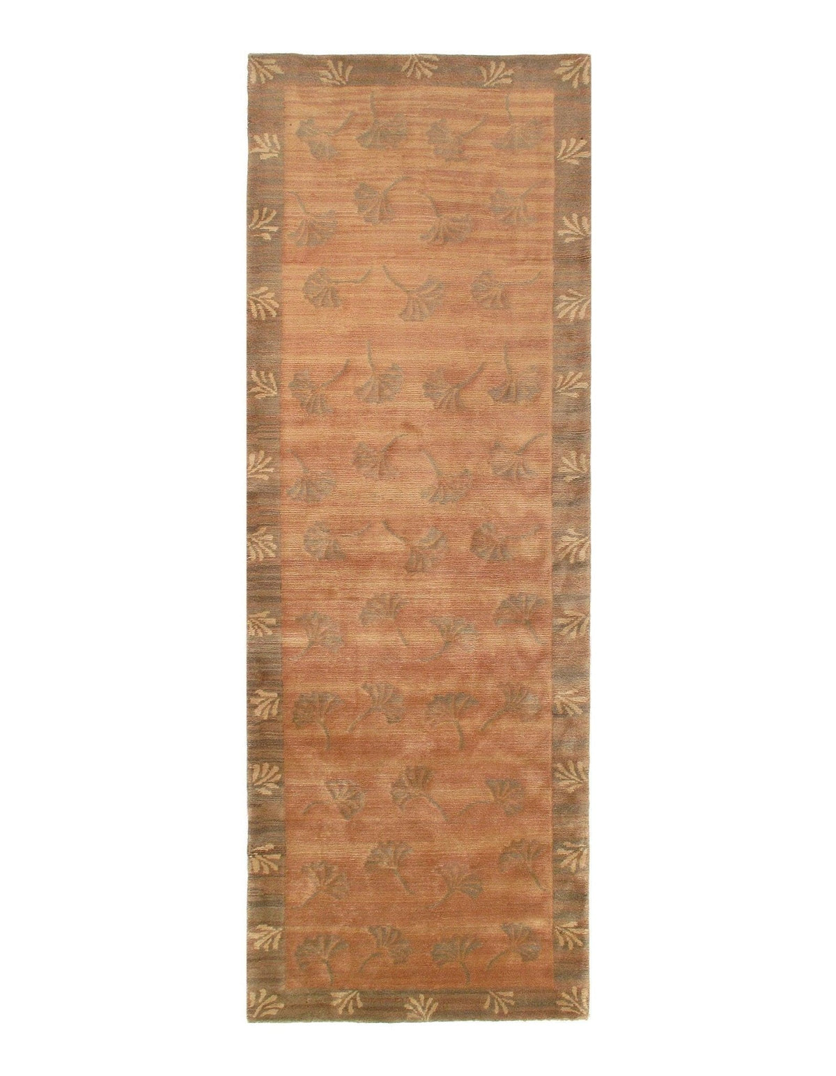 Canvello Peach color fine Hand knotted Tabetan Runner 4'1'' X 12'2''