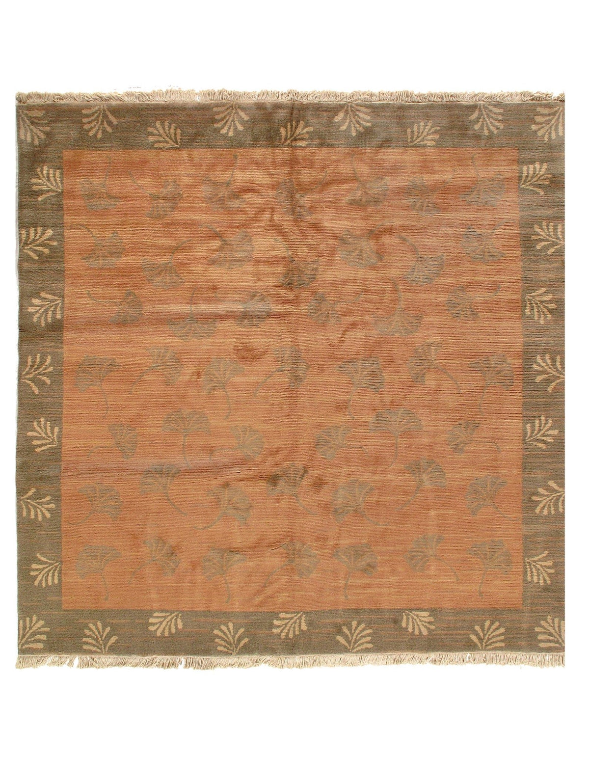 Canvello Peach color fine Hand knotted Tabetan Square 8' X 8'