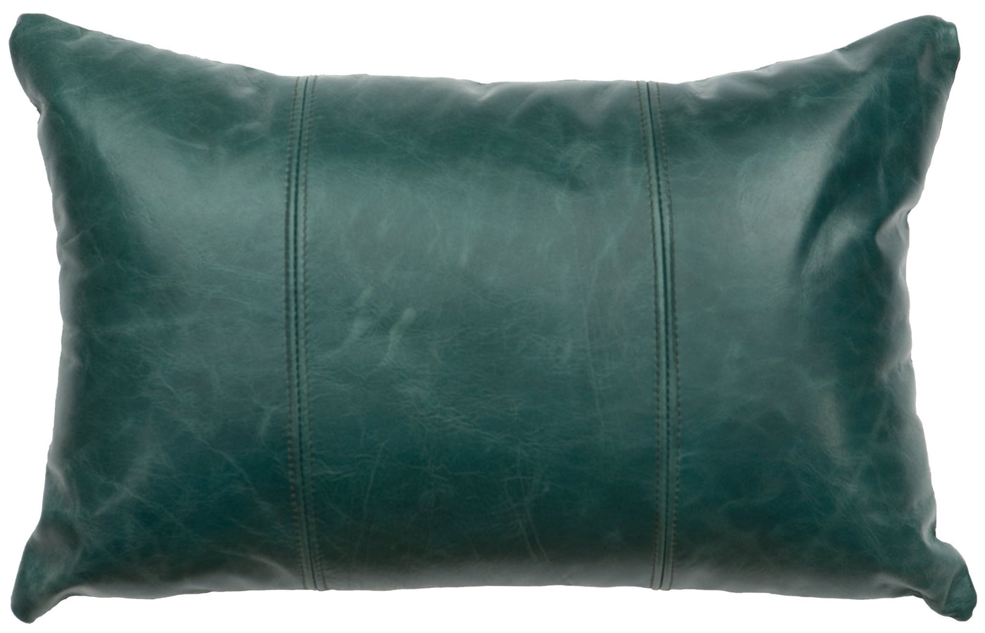 Canvello Peacock Leather Pillow - Fabric Back - 12"x18" - Canvello