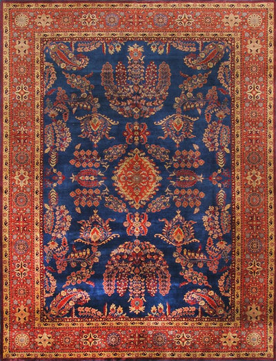 Canvello Peacok Sarouk Hand - Knotted Lamb's Wool Area Rug - 12'3" X 18'2" - Canvello