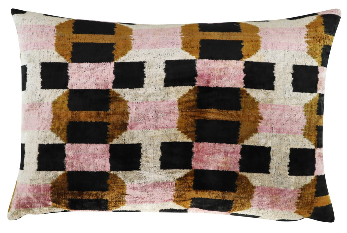 Canvello Pink Brown Handmade Silk Velvet Pillow, Organic Veg Dyed, Down Feather Filled, 16"x12", 16"x24"