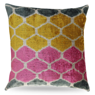 Canvello Pink Gold Gray Pillows With Luxury Decorative Cover - 16x16 in - Canvello