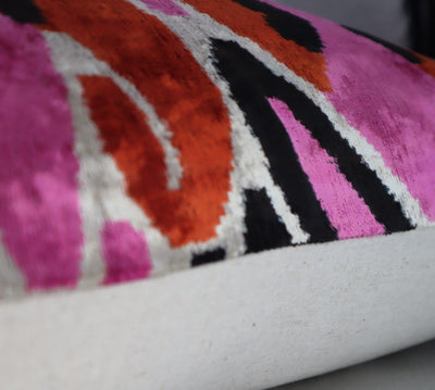 Canvello Pink Orange Handmade 16x24 Silk Velvet Pillow, Organic Veg Dyed, Down/Feather Filled - Canvello