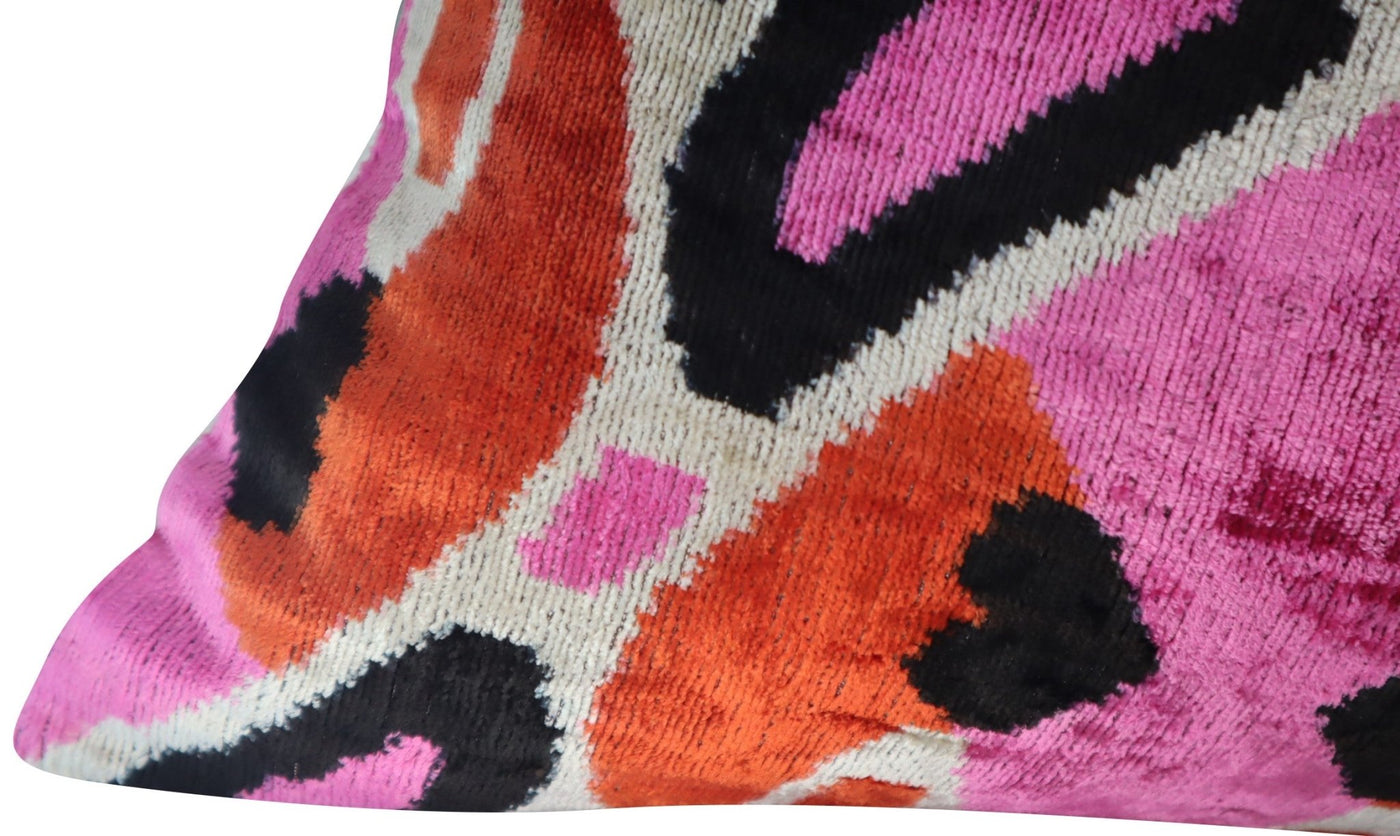 Canvello Pink Orange Handmade 16x24 Silk Velvet Pillow, Organic Veg Dyed, Down/Feather Filled - Canvello