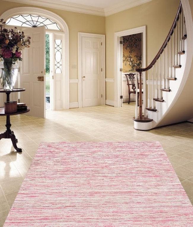 Canvello Pink Purple Gray Sari - Silk Modern Flat Weave Rug (7 sizes available) - Canvello