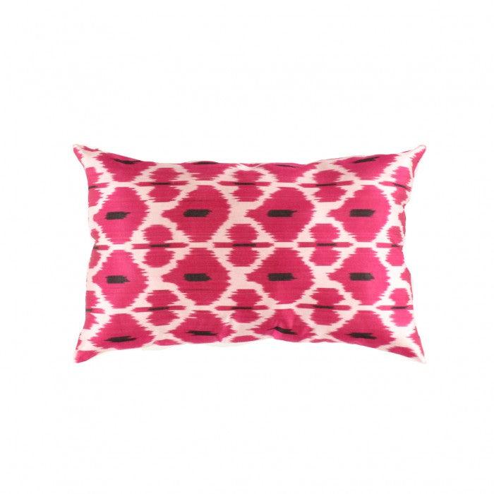 Canvello Pink Soft Silk Ikat Pillow - 16'' X 24'' - Canvello