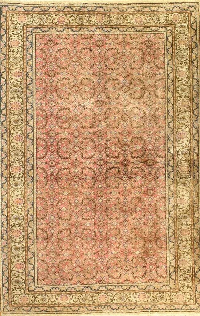 Canvello Pink Turkish Hereke Rug - 4' X 6' - Canvello