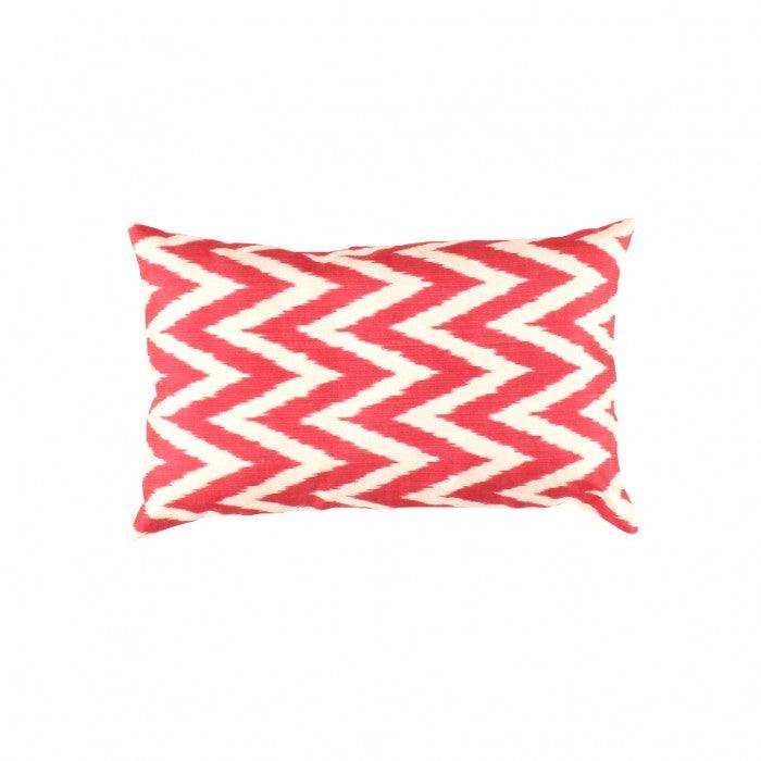 Canvello Pink Zig Zag Silk Ikat Pillow - 16"x24" - Canvello