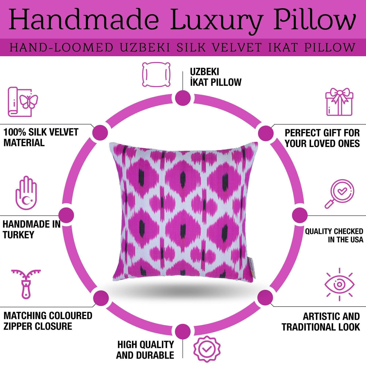 Canvello Pure Silk Dark Pink Throw Pillows - 16x16 inch