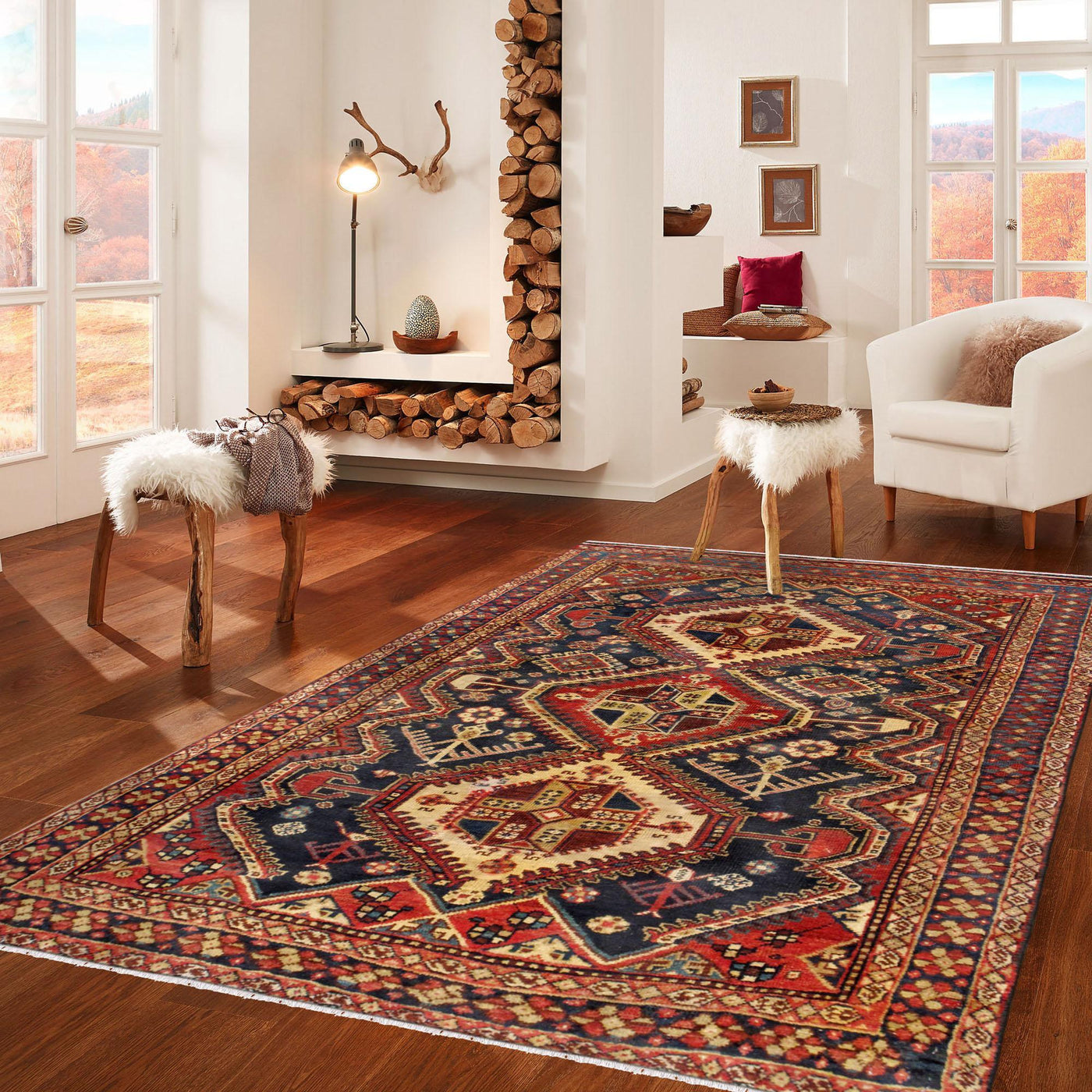 Canvello Qashgaie Small Area Rugs For Bedroom - 4'1" X 6'4"