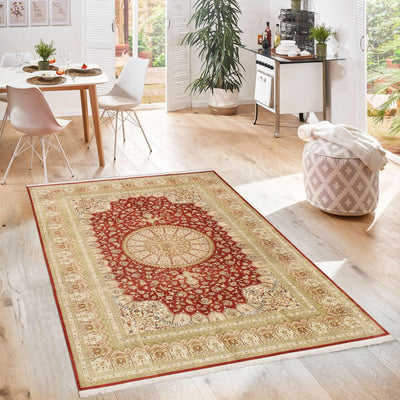 Canvello Qum Hand - Knotted Pure Silk Area Rug - 7'10" X 11' 7" - Canvello