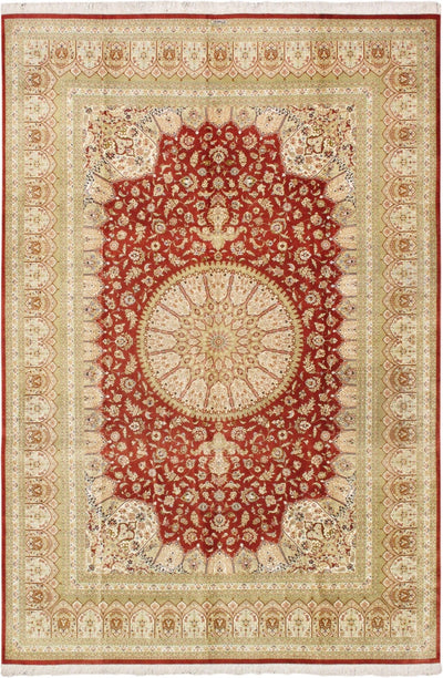 Canvello Qum Hand - Knotted Pure Silk Area Rug - 7'10" X 11' 7" - Canvello