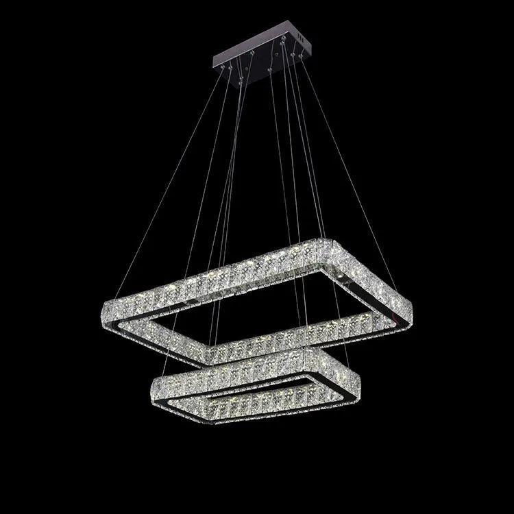 Rectangle Ring Crystal Pendant Lamp Modern Crystal Chandelier Lighting ...
