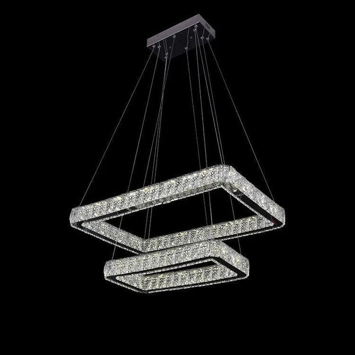 Canvello Rectangle Ring Crystal Pendant Lamp Modern Crystal Chandelier Lighting
