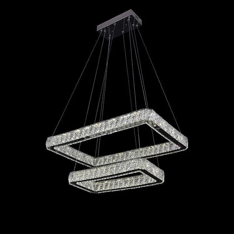 Canvello Rectangle Ring Crystal Pendant Lamp Modern Crystal Chandelier Lighting - Canvello