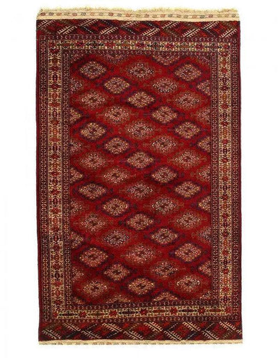 Canvello Red Antigue Russian Tekkeh Rug - 4'3" X 6'6" - Canvello