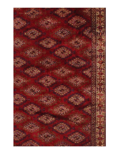 Canvello Red Antigue Russian Tekkeh Rug - 4'3" X 6'6" - Canvello