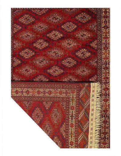 Canvello Red Antigue Russian Tekkeh Rug - 4'3" X 6'6" - Canvello