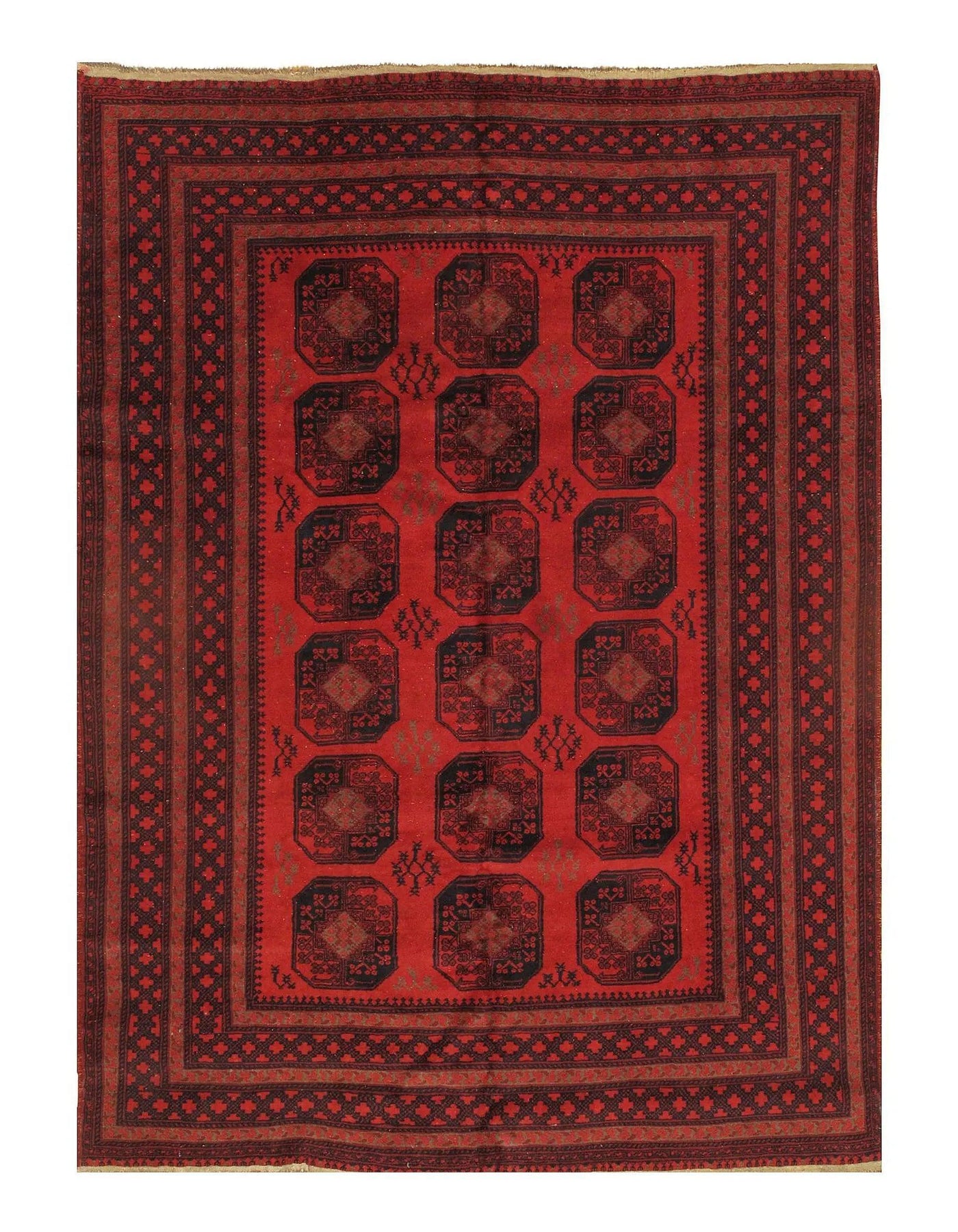 Red Antique Yamoud wool Rug - 6'6" X 9'