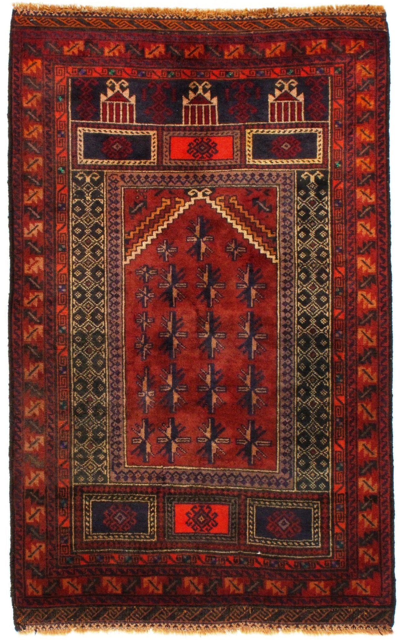 Canvello Red Balouchi Prayer Rug - 3' x 4' - Canvello