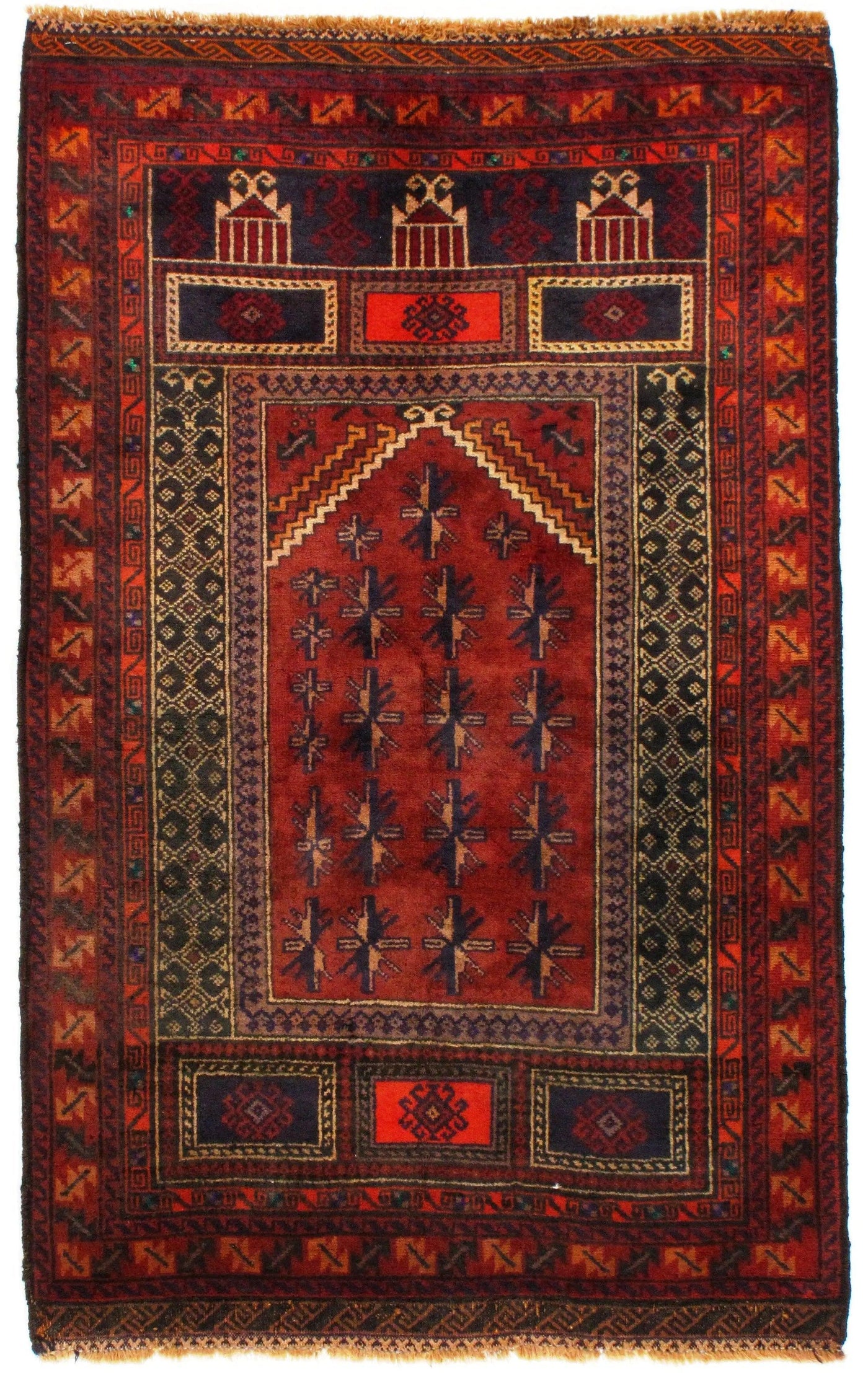 Red Balouchi Prayer Rug - 3' x 4'