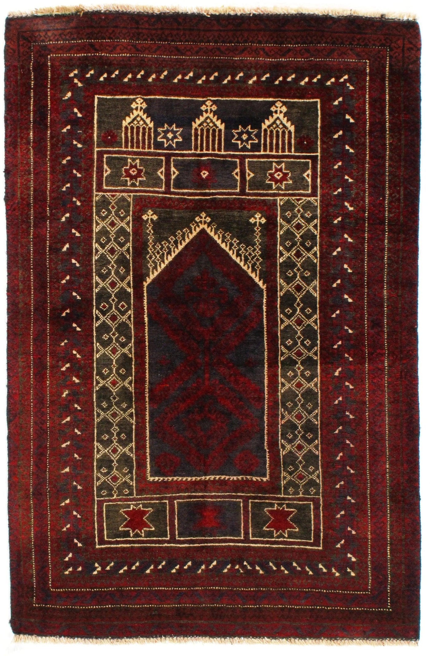Red Balouchi Prayer Rug - 3' x 4'