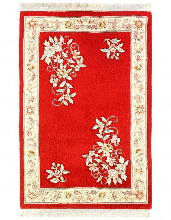 Canvello Red Chinese Peking Antique Red Vintage Rug - 4' X 6' - Canvello