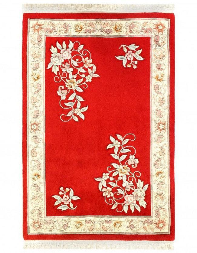 Canvello Red Chinese Peking Antique Red Vintage Rug - 4' X 6'