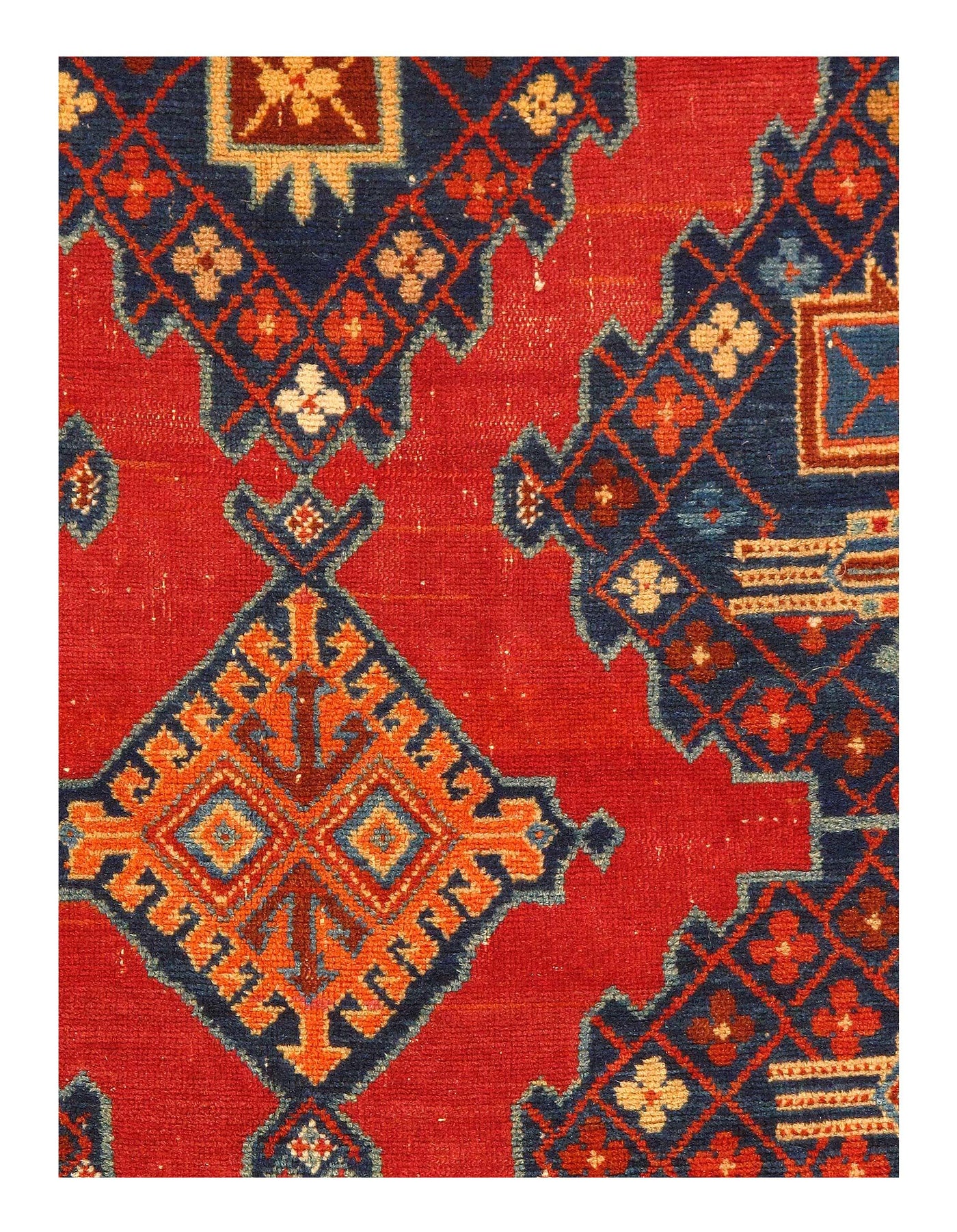 Red color Antique Caucasian Russian Kazak Rug 4'5'' X 6'11''