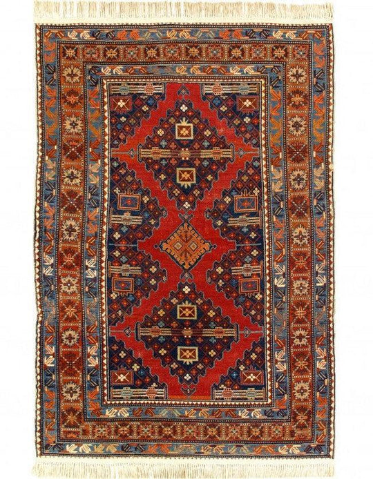 Canvello Color Rojo Antiguo Caucásico Ruso Kazak Alfombra 4'5'' X 6'11''