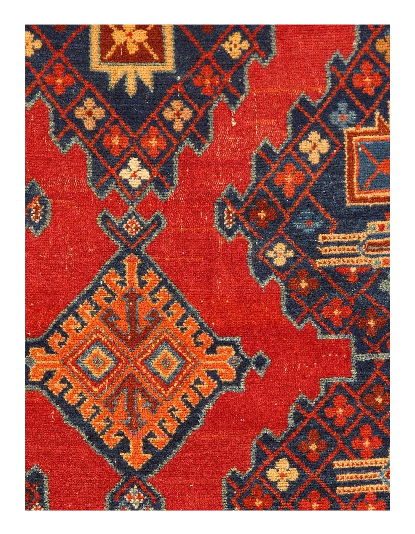 Canvello Red color Antique Caucasian Russian Kazak Rug 4'5'' X 6'11'' - Canvello