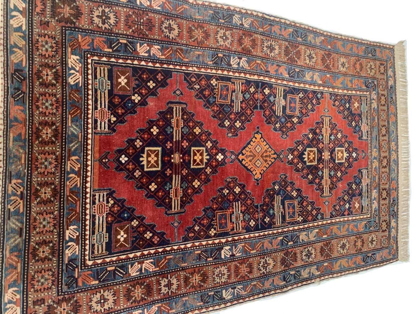 Canvello Red color Antique Caucasian Russian Kazak Rug 4'5'' X 6'11'' - Canvello