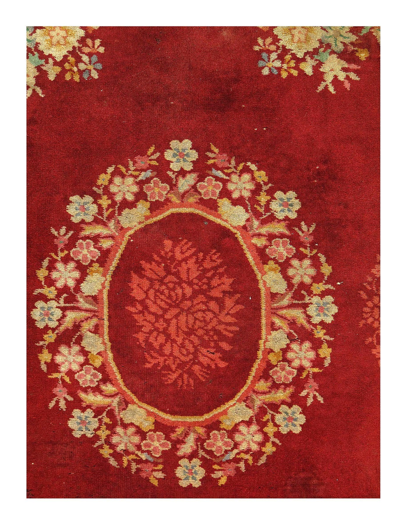 Canvello Red Color Chinese Antique Art Deco Rug - 3' X 4'11''
