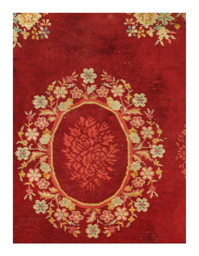 Canvello Red Color Chinese Antique Art Deco Rug - 3' X 4'11'' - Canvello