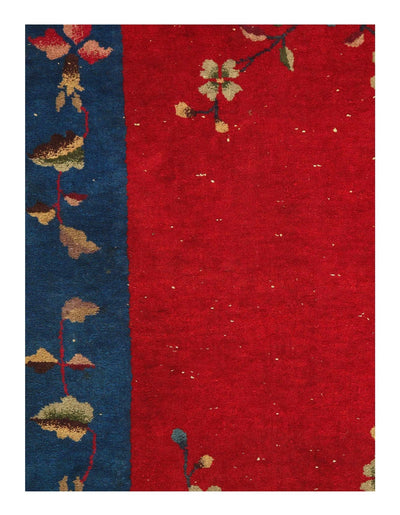 Canvello Red color Fine Antique Chinese Art Deco Rug - 3' X 4'11'' - Canvello