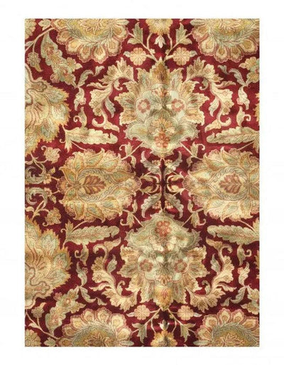 Canvello Red Color Fine Hand Knotted Agra 12'4'' X 18' - Canvello