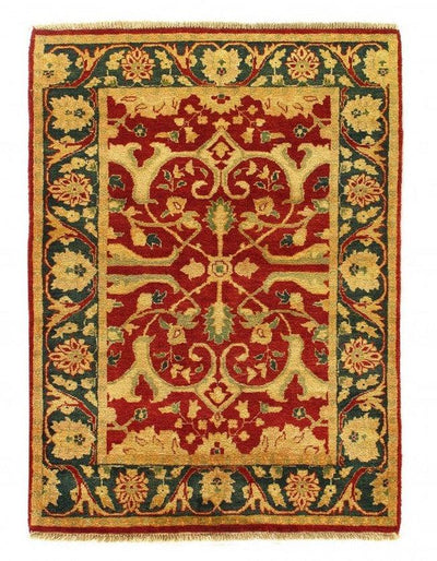 Canvello Red color Fine Hand Knotted Agra 4' X 5'8'' - Canvello