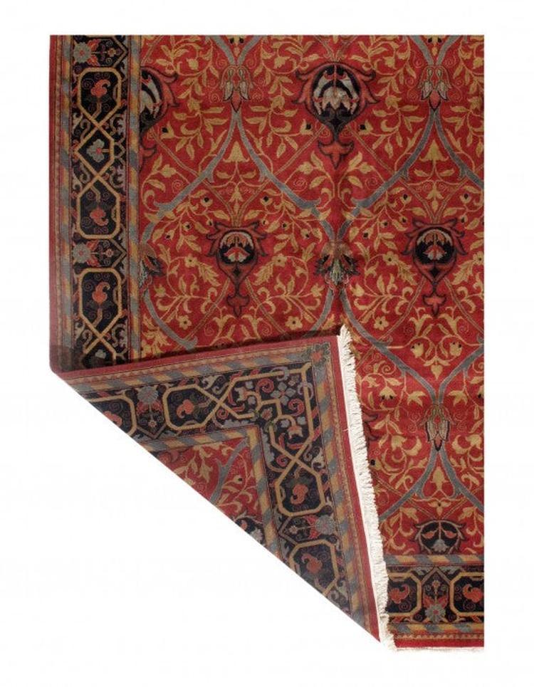 Red Color Fine Hand Knotted Agra 9'9'' x 13'9''