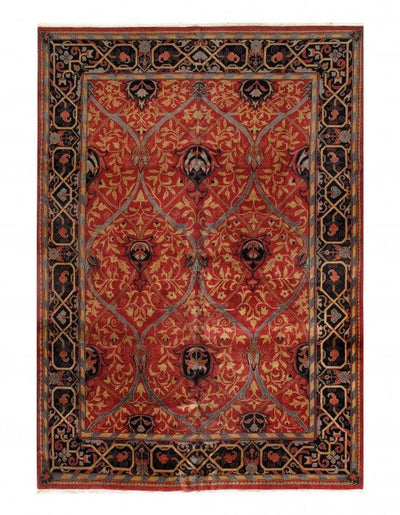 Canvello Red Color Fine Hand Knotted Agra 9'9'' x 13'9'' - Canvello