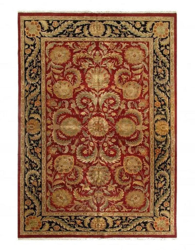 Canvello Red Color Fine Hand Knotted Agra Rug - 12' X 17'11''