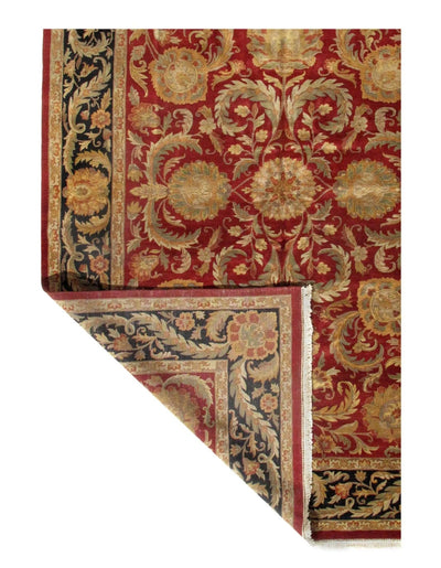 Canvello Red Color Fine Hand Knotted Agra Rug - 12' X 17'11'' - Canvello