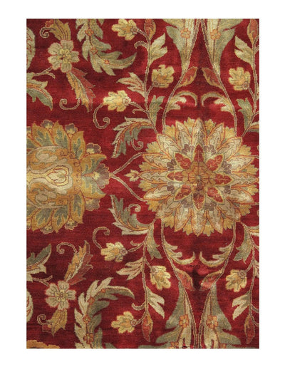 Canvello Red Color Fine Hand Knotted Agra Rug - 12' X 17'11'' - Canvello