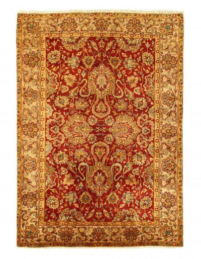 Red color Fine Hand knotted Agra rug 5'11'' X 6'11''