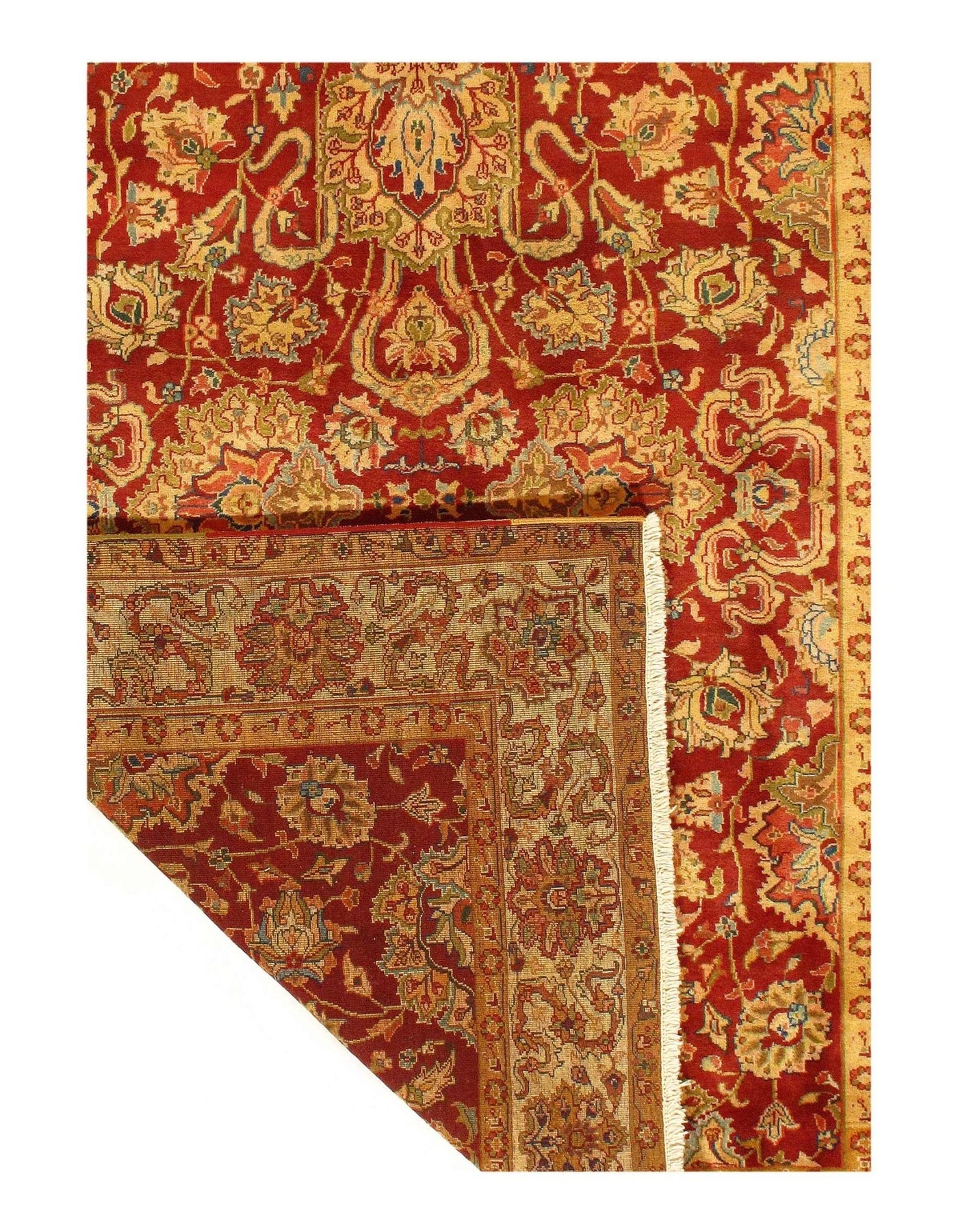 Canvello Red color Fine Hand knotted Agra rug 5'11'' X 6'11'' - Canvello