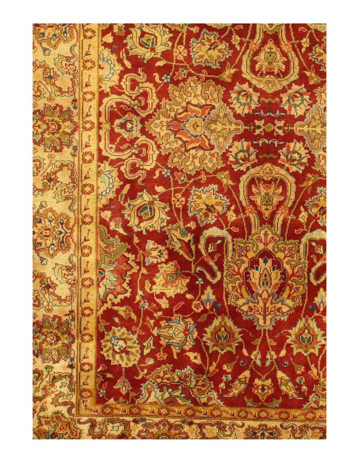 Canvello Red color Fine Hand knotted Agra rug 5'11'' X 6'11'' - Canvello