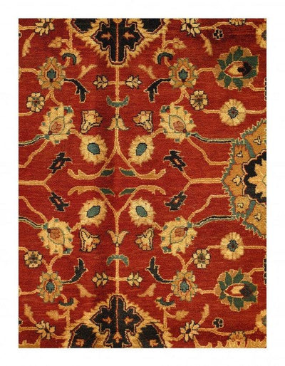 Canvello Red Color Fine Hand Knotted Agra Rug 9' X 13' - Canvello