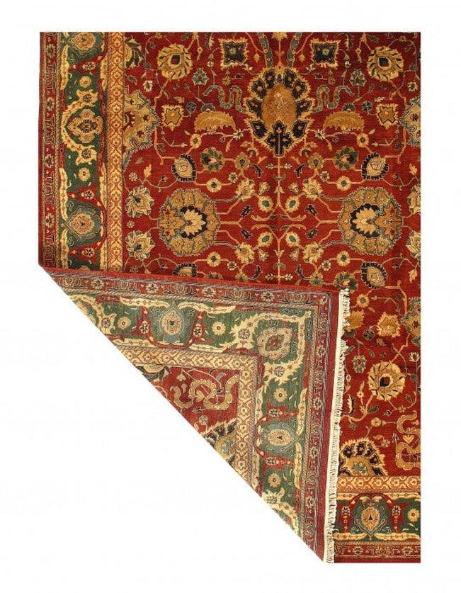 Canvello Red Color Fine Hand Knotted Agra Rug 9' X 13' - Canvello