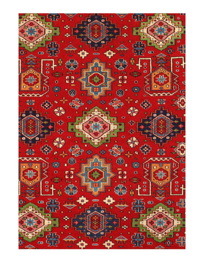 Canvello Red Color Fine Hand Knotted antique Turkish Kazak 4'1'' X 6'6'' - Canvello